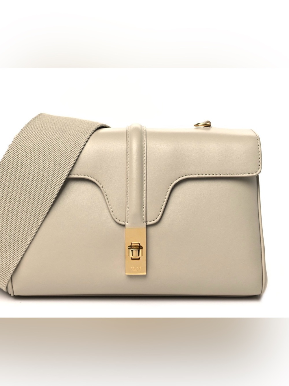 Celine Beige Leather Crossbody with Gold Lock